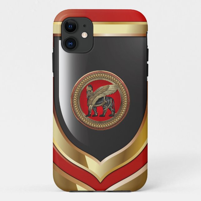 [800] Assyrian Winged Lion: Gold & Black Lamassu Case-Mate iPhone Case (Back)