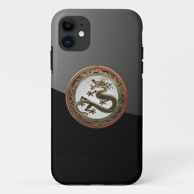[800] Black and Gold Sacred Eastern Dragon Case-Mate iPhone Case (Back)