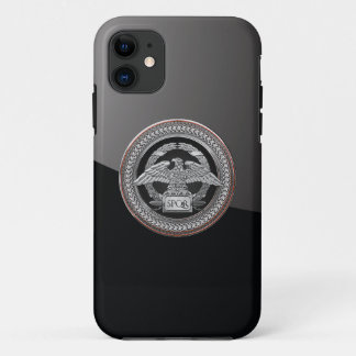 [800] Silver Roman Imperial Eagle over Medallion iPhone 11 Case