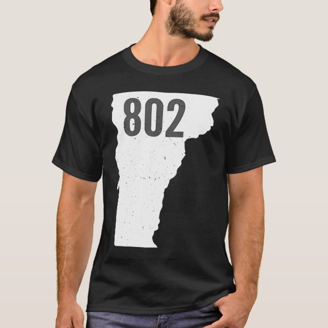 802 Vermont Area Code Pride State Outline T-Shirt (Front)
