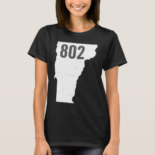 802 Vermont Area Code Pride State Outline T-Shirt