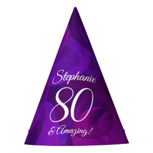 80 and Amazing Elegant Purple Birthday Party Hat