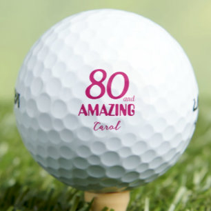 80 and Amazing Neighbour Gift – Pink 80th Birthday Golf Balls