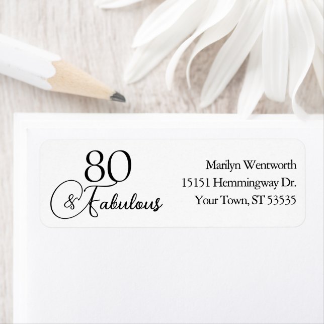 80 and Fabulous 80th Birthday Black Script Address (En situation)
