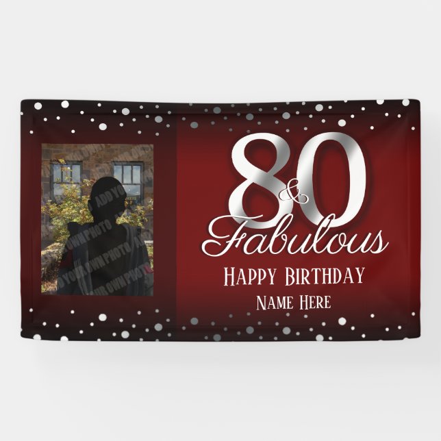 80 and Fabulous Birthday Confetti Photo Banner (Horizontal)