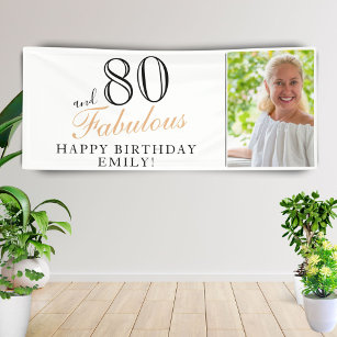 80 and Fabulous Elegant 80th Birthday Photo Banner