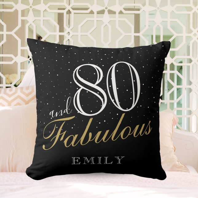 80 and Fabulous Elegant Black 80th Birthday Throw Pillow (Creator Uploaded)