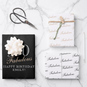 80 and Fabulous Elegant Black 80th Birthday Wrapping Paper Sheet