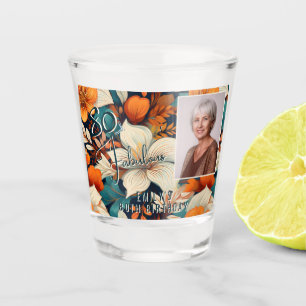 80 and Fabulous Flower Pattern Birthday Photo Shot Glass