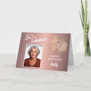 80 and Fabulous Foliage 80th Birthday Photo Card