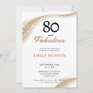80 and Fabulous Gold 80th Birthday Invitation