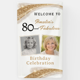 80 and Fabulous Gold Birthday Welcome Photo Banner