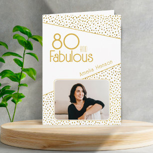 80 and Fabulous Gold Glitter Photo 80th Birthday  Card
