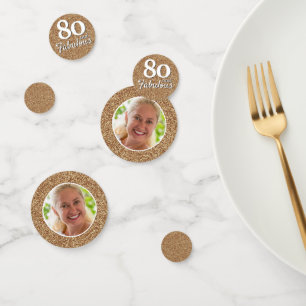 80 and Fabulous Gold Glitter Photo 80th Birthday Confetti