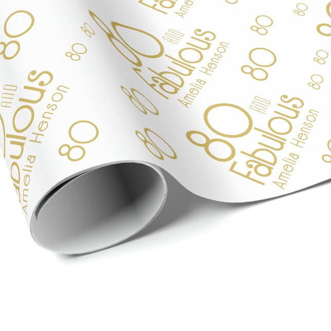 80 and Fabulous Modern 80th Birthday Wrapping Paper (Roll Corner)