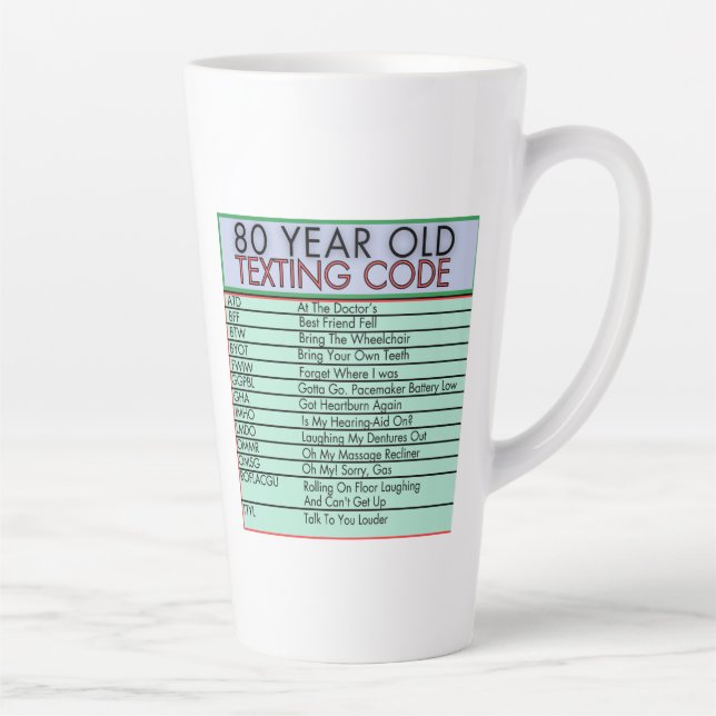 80 Ans Code de Textes Amusant Anniversaire Mug Sen (Droite)