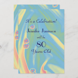 80 Ans Pastel Bleu Invitation de fête d'anniversai