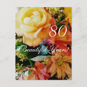 80 Beautiful Years!-Birthday/Yellow Rose Bouquet Invitation