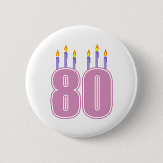 80 Birthday Candles (Pink / Purple) 2 Inch Round Button