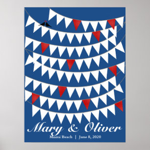 80 Bunting Red Blue Wedding Guest Book Alternative