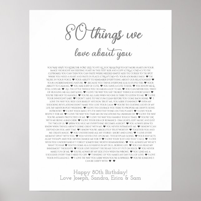 80 choses que nous aimons à propos de vous poster (Devant)
