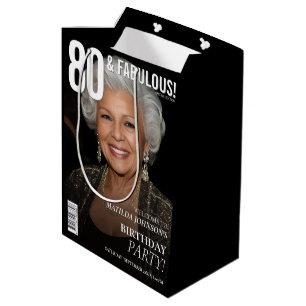 80 Fabulous Magazine Cover 80th Birthday  Medium Gift Bag