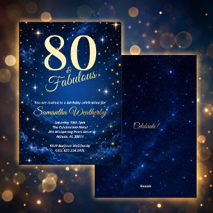 80 & Fabulous Night Sky Birthday Gold