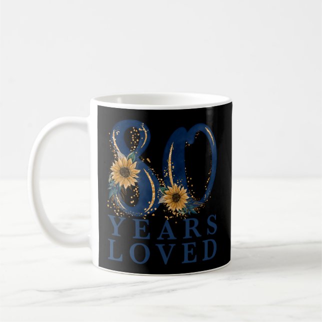80 Grandma 80Th Party 80 Years Loved Coffee Mug (Left)