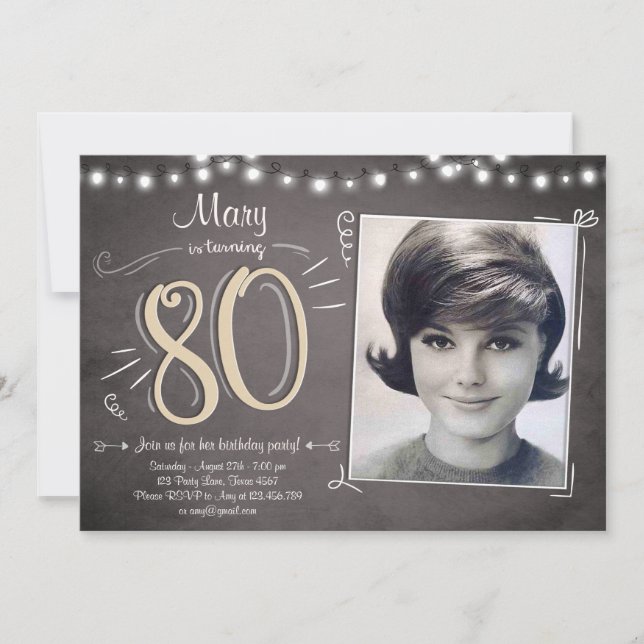 80 Invitation Anniversaire 80 Soixante-Dix Rustiqu (Devant)