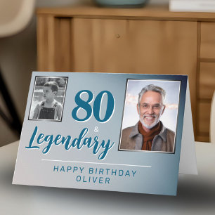 80 & Legendary 2 Photos 80th Birthday  Card