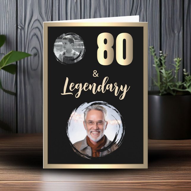 80 & Legendary 2 Photos 80th Birthday Gold Card (Creator Uploaded)