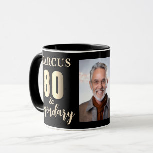 80 & Legendary Gold 80th Birthday Photo Mug