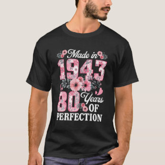 80 Made In 1943 Floral 80Th T-Shirt