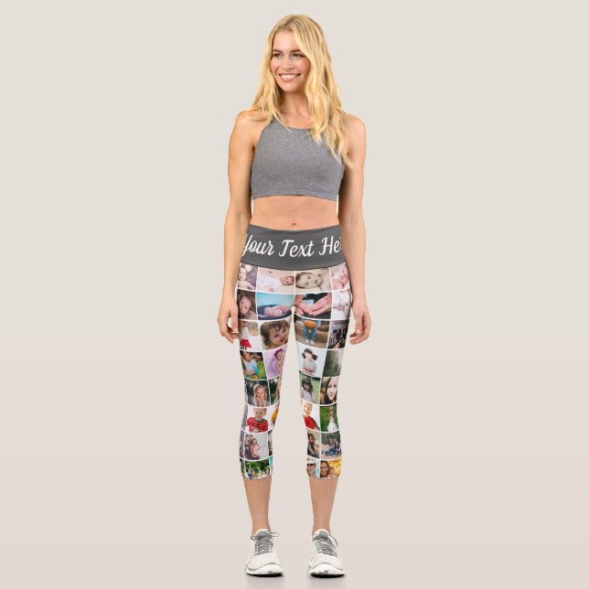 80 Photo Template Personalized Collage Capri Leggings (Front)