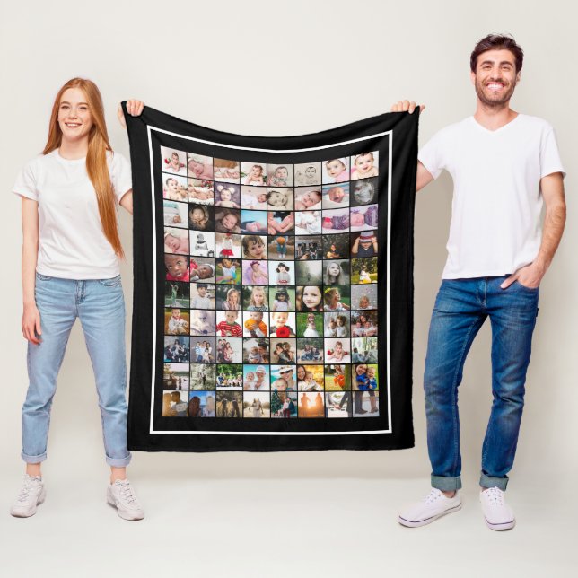 80 Photo Template Personalized Collage Fleece Blanket (In Situ)
