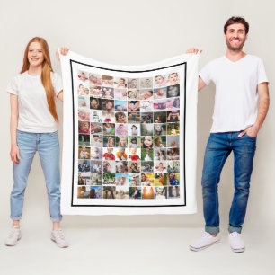 80 Photo Template Personalized Collage Fleece Blanket