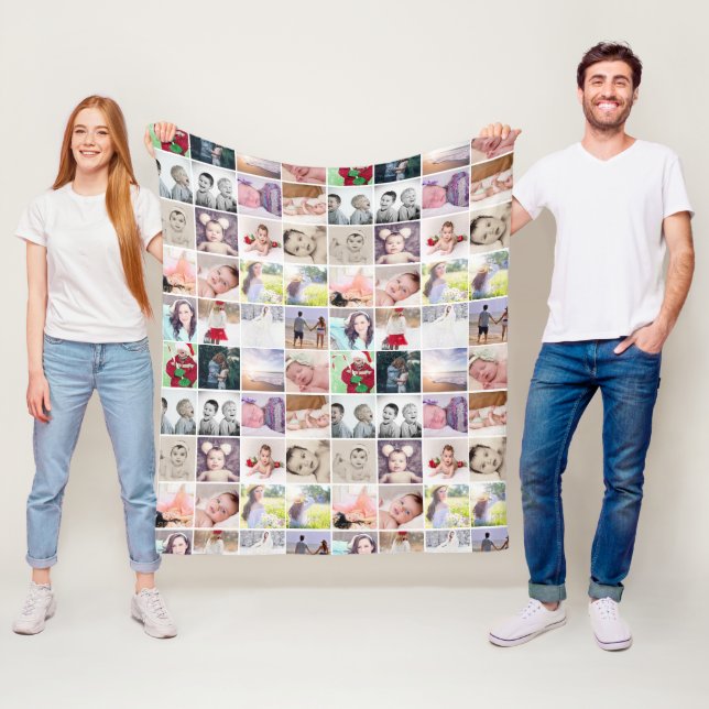 80 photos collage personalized (20 repeat) fleece blanket (In Situ)