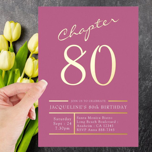 80 Pink 80th Birthday Party Gold (Creator Uploaded)