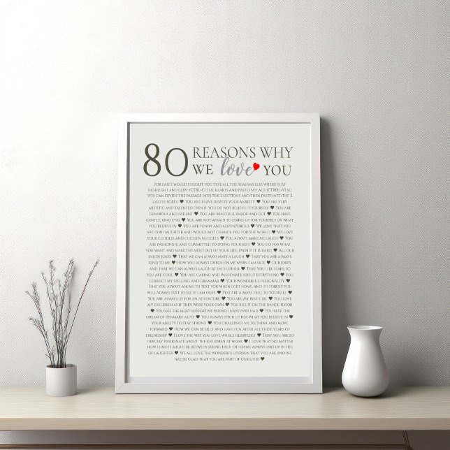 80 reasons why we love you 70th 60th 50th birthday poster (Creator Uploaded)