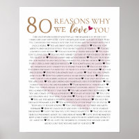 80 reasons why we love you 70th 60th 50th birthday