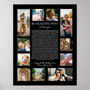 80 reasons why we love you black and white poster