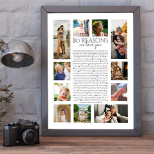 80 reasons why we love you photo collage poster