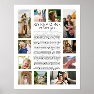 80 reasons why we love you photo collage poster