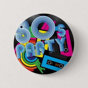 80 Retro Party 2 Inch Round Button