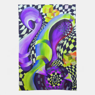 80 s Art Deco Geometric Pattern Kitchen Towel