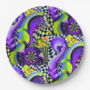 80 s Art Deco Geometric Pattern Paper Plate