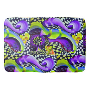 80`s Retro Geometric Pattern Bath Mat