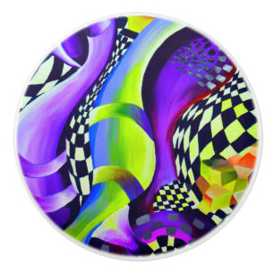 80`s Retro Geometric Pattern Ceramic Knob