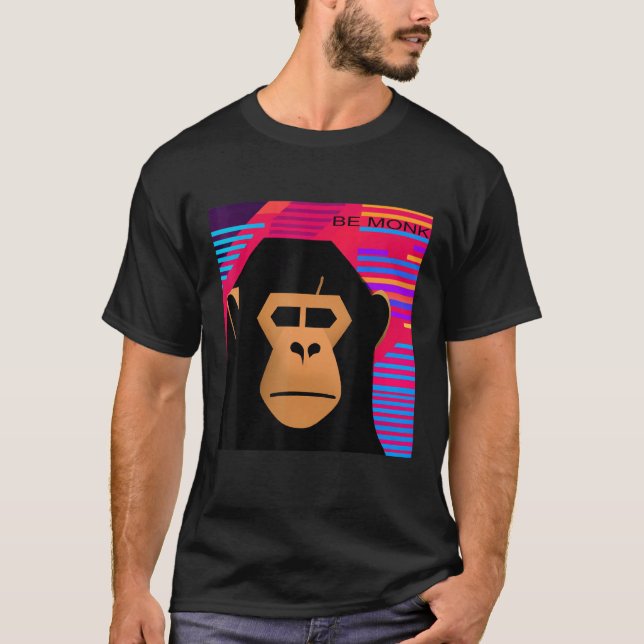 80 s Synthwave Be Monk T-Shirt (Front)