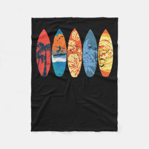 80.Surfing Surfboards Surfer Palm Tree Surfboard S Fleece Blanket